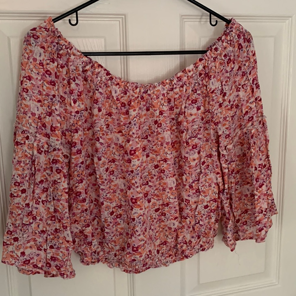 Pink floral crop top
